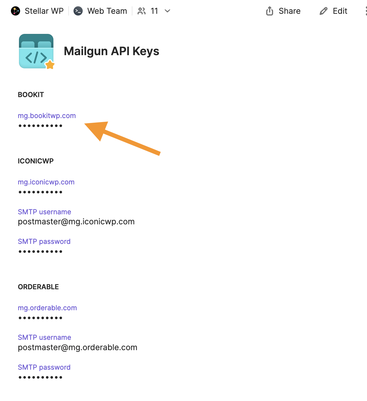 The new sending key saved in 1password The new sending key saved in 1password