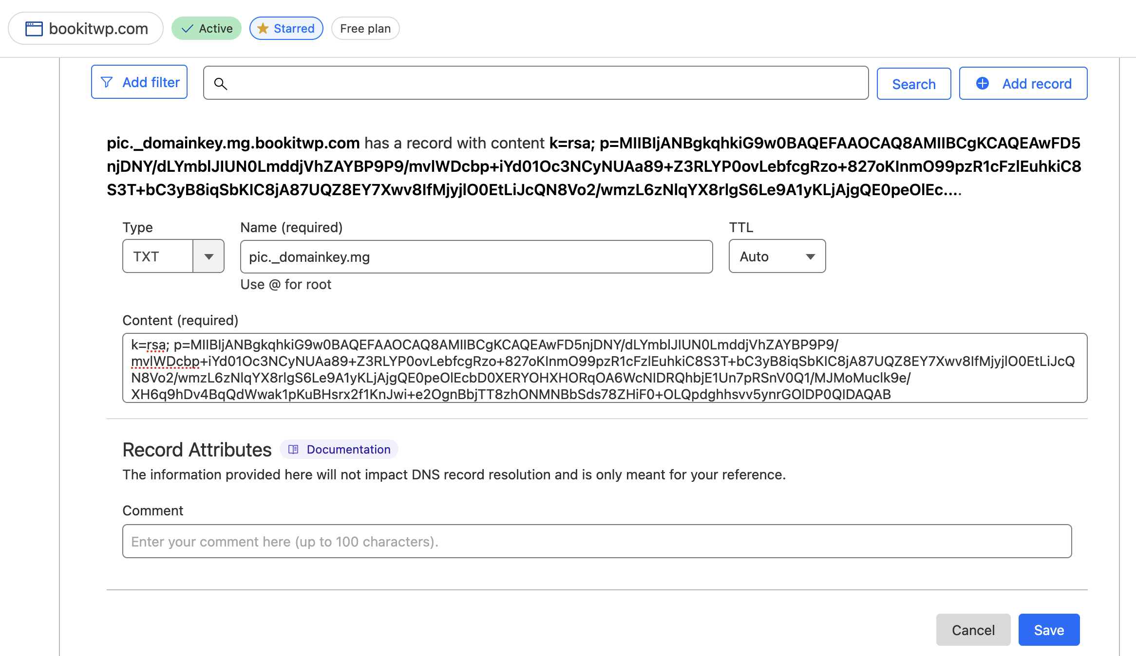 DKIM record in Cloudflare DKIM record in Cloudflare