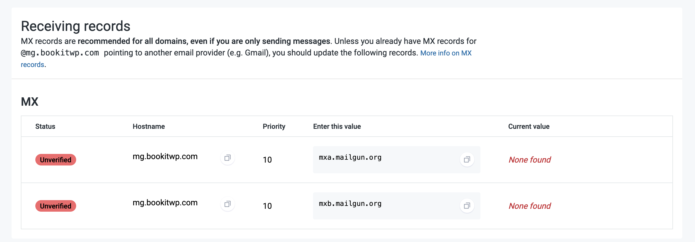 MX records in Mailgun MX records in Mailgun